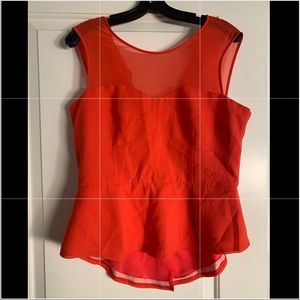 New BCBGMaxAzira peplum top, Orange, size L